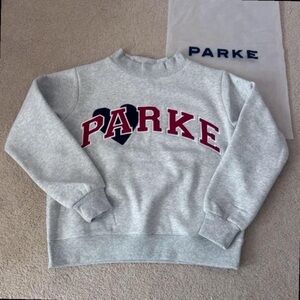 PARKE Heart Logo Crewneck | Grey + Maroon | NWT